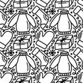 hand drawn winter clothes collection doodle Royalty Free Stock Photo