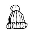 Hand drawn winter hat doodle. Sketch winter icon. Decoration element. Isolated on white background. Vector illustration Royalty Free Stock Photo