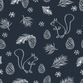 Hand drawn winter seamless pattern. Royalty Free Stock Photo