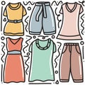 hand drawn woman apparel doodle set