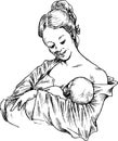 Hand drawn woman hugging and feeding your baby