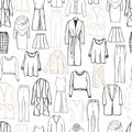 Hand drawn womens clothing. Vector pattern