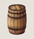 Hand-drawn wooden barrel illustration