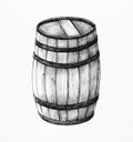 Hand-drawn wooden barrel illustration