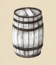 Hand-drawn wooden barrel illustration