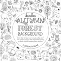 Vector doodles autumn forest background.