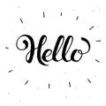 Hand-drawn word Hello in black color.Handwritten lettering ink
