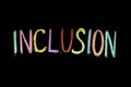 Hand drawn word `inclusion` on chalkboard Royalty Free Stock Photo