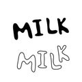 hand drawn word milk for design on dairy and milk theme