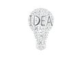 Hand-drawn words Idea different size written many times making symbol of light bulb