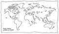 Hand Drawn World Map Drawing by Pencil Royalty Free Stock Photo