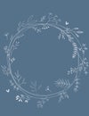 Hand drawn Wreath of plants and flowers Royalty Free Stock Photo