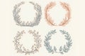 Hand drawn wreaths cute dood, creative digital illustration painting Royalty Free Stock Photo