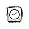 Hand drawn wristwatch, doodle sketch watches, alarm clocks and timepiece set Royalty Free Stock Photo