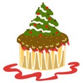 Hand-drawn xmas fantasy cup cake