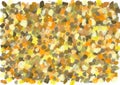 Hand drawn yellow-ochre mosaic background: yellow spots of different shades, gouache