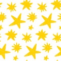 Hand drawn yellow star vector seamless pattern. Minimal doodle background with chalk texture, suitable for packaging Royalty Free Stock Photo