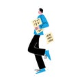 Man worker going in office and holding official documents in hand vector illustration