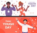 Hand drawn young people banner set Royalty Free Stock Photo