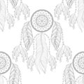 Hand drawn zentangle Dream catcher seamless pattern for adult co Royalty Free Stock Photo