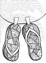 Hand drawn zentangle of flip flops for coloring book Royalty Free Stock Photo