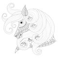 Hand drawn zentangle Ornamental Horse for adult coloring pages, Royalty Free Stock Photo