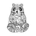 Hand drawn zentangle panda for coloring book for adult Royalty Free Stock Photo