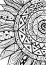 Hand drawn zentangle sunflowers ornament for coloring book Royalty Free Stock Photo