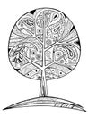 Hand drawn zentangle tree for coloring book Royalty Free Stock Photo