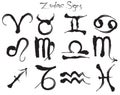 HAND DRAWN ZODIACAL SIGNS IN INK STYLE Royalty Free Stock Photo