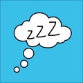 Hand drawn zzz sleep wave in cloud isolated on white background. Royalty Free Stock Photo