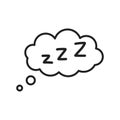 Hand drawn zzz sleep wave in cloud isolated on white background. Vector illustration Royalty Free Stock Photo
