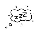 Hand drawn zzz sleep wave in cloud isolated on white background. Vector illustration Royalty Free Stock Photo