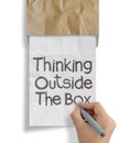 Hand draws thinking outside te box o Royalty Free Stock Photo