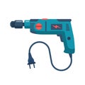 Hand drill. Manual electric tool. Drilling tool. Vector