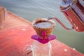 Hand drip coffee set, metal drip glass pitcher in vintage tone Royalty Free Stock Photo