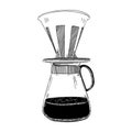 Hand drip coffee simple line vector