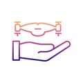 hand with a drone nolan icon. Simple thin line, outline vector of Drones icons for ui and ux, website or mobile application