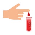 Hand dropping blood on test tube