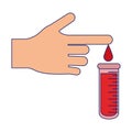 Hand dropping blood on test tube