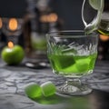 A hand dropping a sugar cube into an absinthe glass with an artistic spoon3