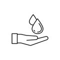 Hand, drops icon. Simple line, outline vector ecology icons for ui and ux, website or mobile application Royalty Free Stock Photo