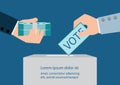 Hand drops voting page into ballot box