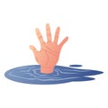 Hand Drowing Ask Help Danger Cartoon Under Water Sign Symbol Design Vector Illustration
