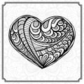 Hand drowing heart in zendoodle style