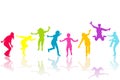 Hand drown children colored silhouettes Royalty Free Stock Photo