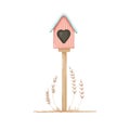 Hand-drown digital illustration of bird house