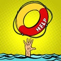 Hand Drowning Rescue Circle Help Royalty Free Stock Photo