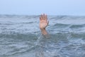 Hand drowning in the sea