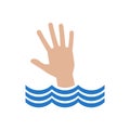 Hand drowning in water